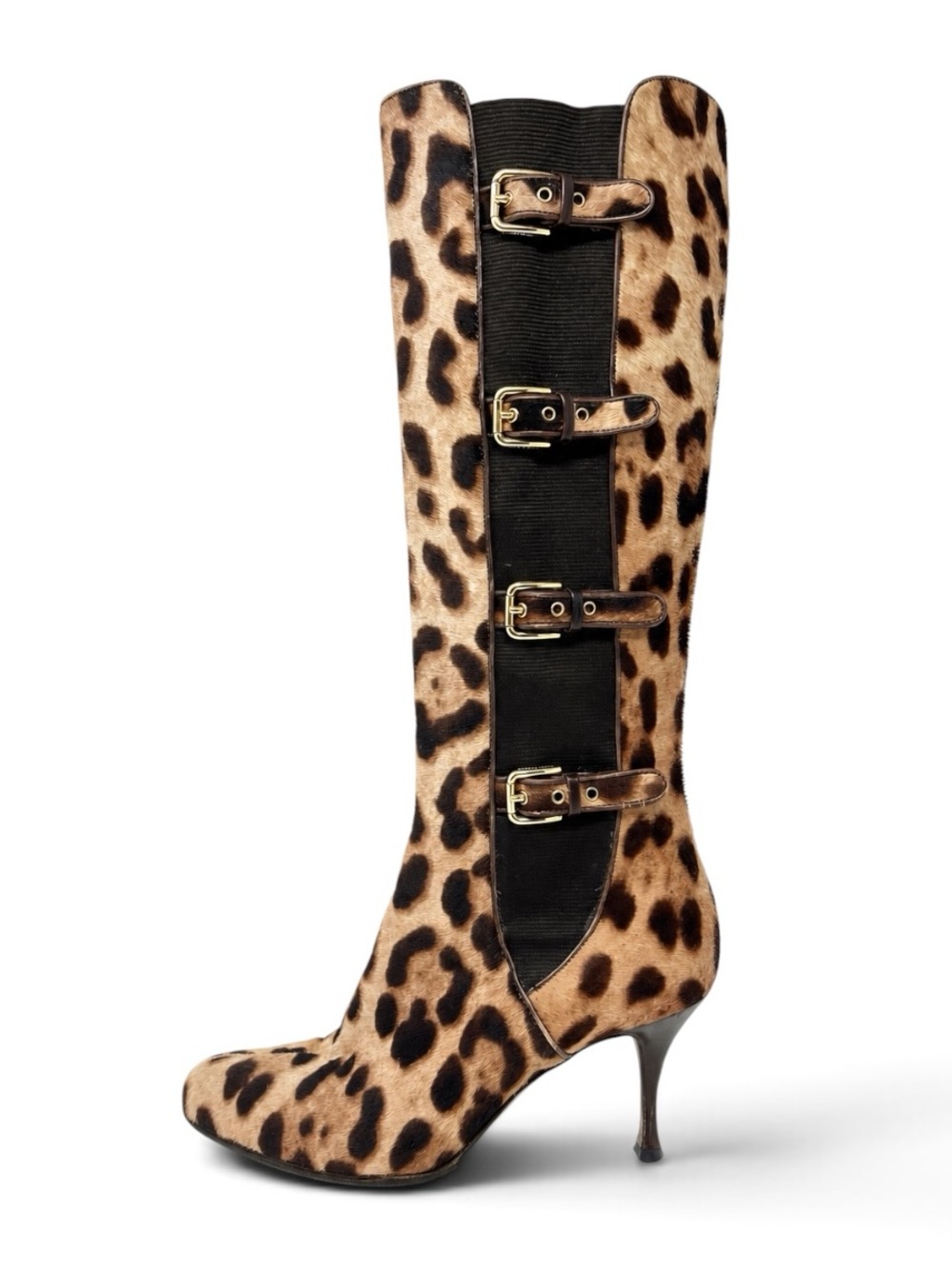 Vintage Dolce & And Gabbana Y2K Leopard Print Buckle Corset Boots Heels Shoes 37
